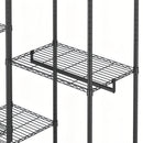 Heavy Duty Garment Rack With 8 Adjustable Wire Shelves and 5 Clothes Rails, Freestanding Closet Organizer, Black Metal