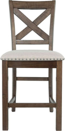 Moriville 24.5 Inch Upholstered Farmhouse Barstools Beige Brown Set of Two