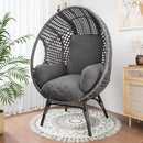 New Grid Style  PE Wicker Weaving Patio Egg Chair with Gray Color Rattan Gray Cushion and Table