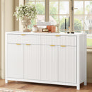 Modern Wave-Pattern Sideboard Cabinet with 2 Drawers and 4 Doors, 3-Level Adjustable Shelves, Aluminum Arc Handles, Scandinavian Style, 3 Colors, Suitable for Entryway, Living Room, Foyer