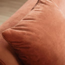 Modern Velvet 3-Seater Sofa in Tangerine with Curved Back Design