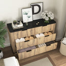Modern 6-Drawer Natural Wood MDF Cabinet with Metal Rounded Corners and Exquisite Handles – Multi-Functional Storage