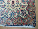 Antique Persian Kirman Rug 3.9 x 6.6, Floral Oriental Carpet, Ivory/Cream - Blue - Pink, Hand Knotted Wool Rug, Floral Medallion Rug 4x6