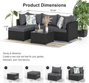 5 Piece Patio Furniture Set Waterproof Rattan Grey Cushions