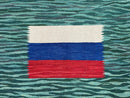 Sea Green Kilim Area Rug, White Blue Red Stripes, Russian Flag Rug, Flatweave Hand Knotted Carpet, Turkish Carpet, Wool, New, 5' 6" x 7' 10"