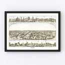 Vintage Map of Indianapolis, Indiana 1860