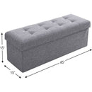 Gray 45 Inch Storage Ottoman Bench Durable Upholstery