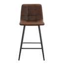Techno-Fabric Bar Chair Set - Comfortable Brown Chairs with Black Metal Legs and Ergonomic Design