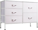 Fabric Dresser With 5 Drawers White For Bedroom Storage Organizer