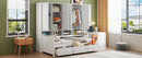 Twin Size Wooden Daybed With Three Drawers, and All-in-One Cabinet, Desk and Shelves, White