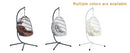 Indoor Outdoor Egg Swing Chair with Stand, Patio Grey Wicker Rattan Hanging Chair with Rope Back, Cushion,Cover,All Weather Foldable Hammock Chair for Bedroom, Porch, Garden