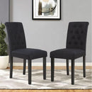 Two Upholstered Fabric Dining Chairs Button Tufting Black