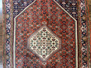 Persian Bidjar Rug 4x5, Finely Hand Knotted Vintage Carpet, Red and Navy Blue, Handmade Wool Rug, 180 KPSI