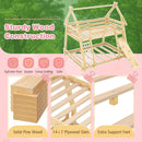 Twin Over Queen Bunk Bed With Climbing Nets Ramp Natural