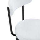 Fashionable Ergonomic High Legged Bar Chairs with White Fabric Cushions, 35.5 Inches Tall, Black and White Color.Set of 2.