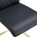 Table and chair set.Modern Luxurious Transparent Tempered Glass Dining Table Set with 8 Chairs.Single Fork Golden Metal Table Legs.Black high-quality PU dining chairs with golden metal legs.