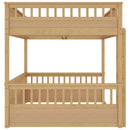 Queen over Queen Bunk Bed with Ladder and Guardrails, Natural
