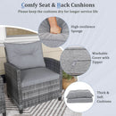 3 Piece Patio Furniture Set Outdoor PE Rattan Conversation Set With Washable Cushions And Tempered Glass Table Grey