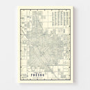 Vintage Map of Fresno, California 1920