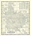 Vintage Map of Fresno, California 1920