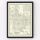 Vintage Map of Fresno, California 1920