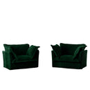 Set of 2 Slipcovered Armchairs,Deep Seat Accent Chair Set for Living Room, Reading Room, Bedroom and Working Spaces,Armchair Sets with Large Soft Pillows,Green Corduroy Fabric