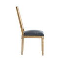Elegant French Country Dining Chairs Set of 6 with Cane Backrest & Upholstered Seats in Blue Gray Solid Rubberwood Frame