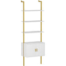 73 Inch Tall Bookshelf With Cabinet Industrial Ladder Wall Shelf White Gold