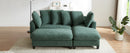 Upholstered Sectional Sofa with Movable Ottoman and Storage in Green Chenille, 83 Inch
