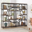 Industrial 5 Tier Etagere Bookcase Brown Rustic Finish