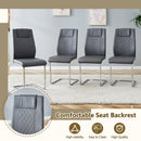 Table and chair set.63*31.4 Inch Luxurious Cold Jade Sintered Stone Dining Table Set- 4 Dark Gray High-quality PU Chairs With Arched Silver Metal Legs.Perfect For Dinner Room,Meeting Room,Kitchen,etc.