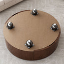 Round Wood Coffee Table with Faux Marble Tabletop