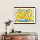 Vintage Map of Honolulu, Hawaii 1948