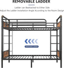 Metal Twin Over Twin Bunk Bed Vintage Brown Safety Rails