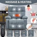 Grey Dual Motor Infinite Position Up to 350 LBS Chenille Power Lift Recliner Chair, Heavy Duty Motion Mechanism with 8-Point Vibration Massage and Lumbar Heating, Dual Cup Holders