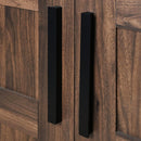 2-Door Wooden Wardrobe Armoire with LED and 4 Storage Shelves, Brown