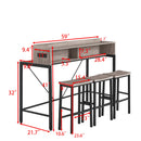 59 inch bar table, dining table, sofa table with power socket and LED light, 3 saddle stools, 4-piece bar table and chairs set for living room, dining room and kitchen