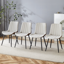 Extended Seat Cushion PU Dining Chair Set - Four Pieces.Smooth line design,Integral metal leg structure,Can integrate well into various modern home decoration styles.Gray and Brown Splicing Colors.
