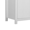 Modern Wave-Pattern Sideboard Cabinet with 2 Drawers and 4 Doors, 3-Level Adjustable Shelves, Aluminum Arc Handles, Scandinavian Style, 3 Colors, Suitable for Entryway, Living Room, Foyer