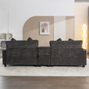 Modern Chenille Upholstered Sectional Sofa with Ottomans, USB Ports, Cup Holders, and Storage in Grey