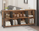 Rustic Brown 63 Inch Bookshelf Cube Storage Five In One