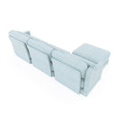 Sky Blue Three-Seater Chenille Sofa with Movable Ottomans, High-Resilience Sponge, Easy Install