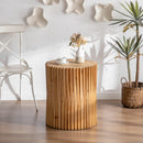 Retro Fashion Style Cylindrical MDF Coffee Table with Vertical Texture Relief Design, Suitable for Living Room, Office and Dining Room