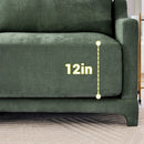 Elegant Green Chenille Two-Seater Sofa with Ottoman & Lumbar Pillows, Ergonomic Design, Easy Install