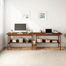 Walnut 110 Inches Twin Person Computer Workstation