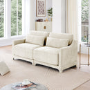 Elegant Two-Seater Chenille Fabric Sofa with Lumbar Pillows and Ergonomic Design in Beige