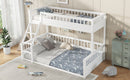 Twin XL over Queen Bunk Bed with Ladder and Guardrails, White