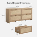 60.8 Inch Dresser Caramel Oak Finish With 7 Drawers