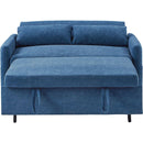 55.1' Pull Out Sleep Sofa Bed Loveseats Sofa Couch with Adjsutable Backrest, Storage Pockets, 2 Soft Pillows, USB Ports for Living Room, Bedroom, Apartment, Office, Blue (Old SKU: WF315689AAC)