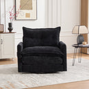 UNITED WE WIN Swivel Barrel Chair - Mid Century Modern Chair, Thick Padded Arm Chair with Solid Metal Base, Comfortable Single Sofa Chair, Swivel Accent Chair for Living Room Bedroom